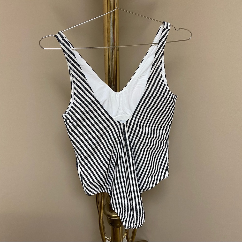 Athleta Seersucker V-Neck One Piece Swimsuit - Picture 3 of 6